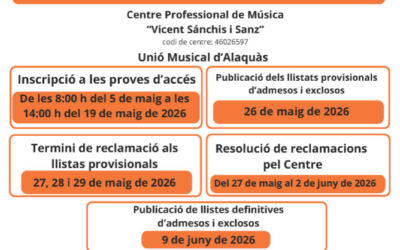 Prova d’accés Ensenyaments Professionals de Música – Curs 2026/27