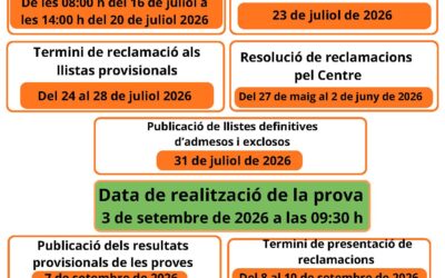 Prova d’accés Ensenyaments Professionals de Música – Convocatòria Extraordinària Curs 2026/27